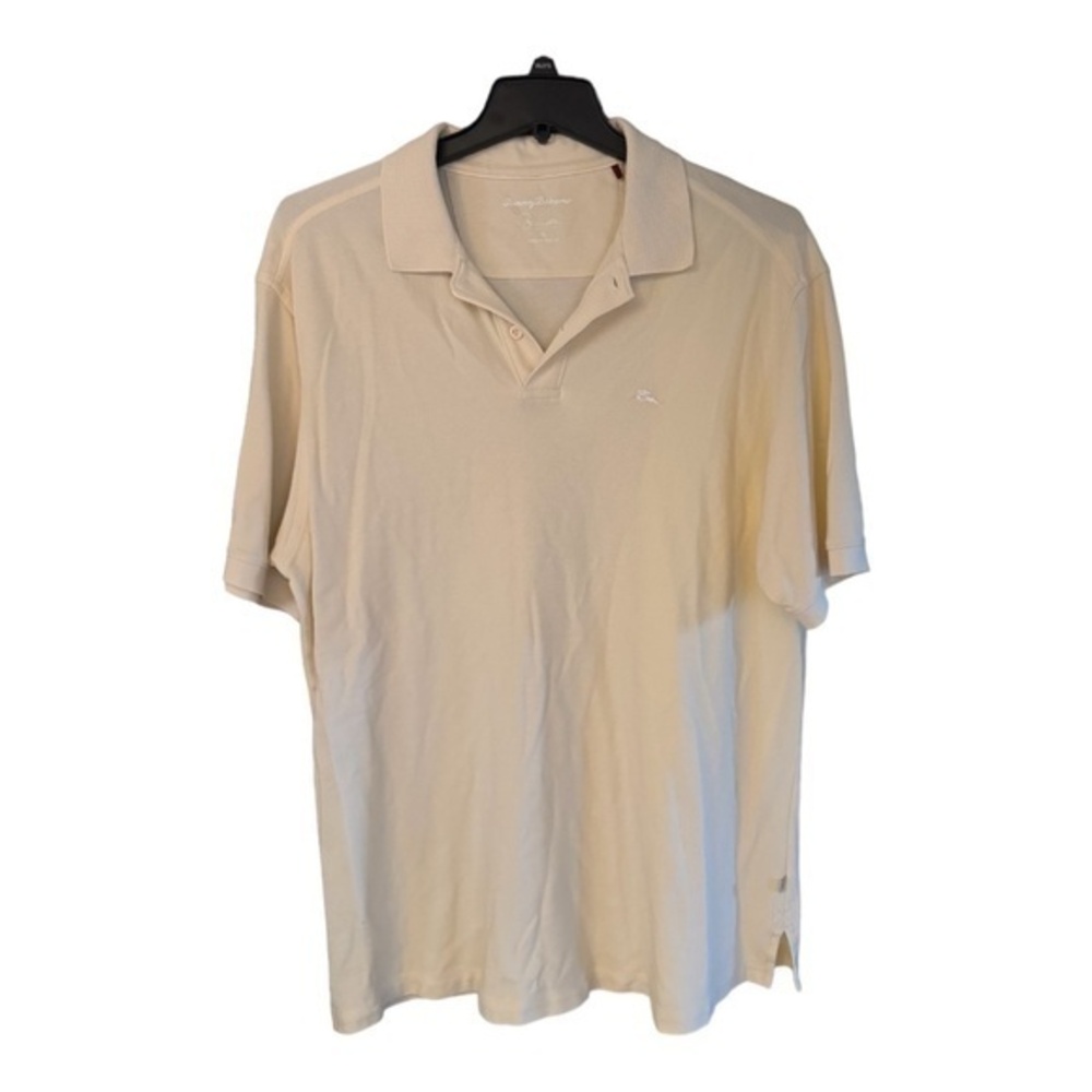 Tommy Bahama Mens Polo Shirt Supima Cotton Short Sleeve Cream Size XL